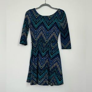 Blue patterns fit & flare dress